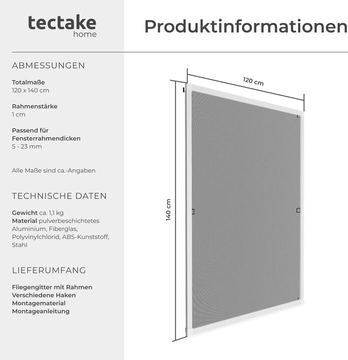 Produktbild tectake Fliegengitter (120 x 140 cm)