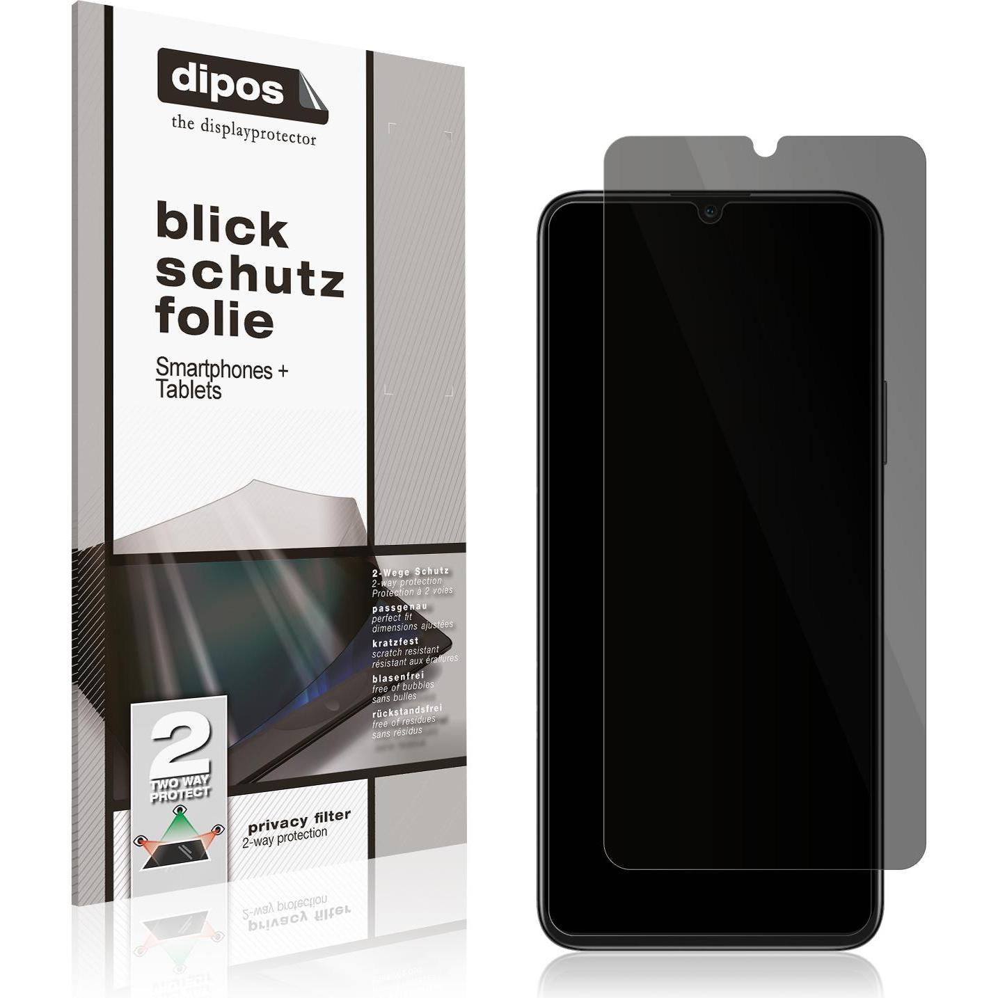 Dipos Blickschutzfolie 2-Way Anti-Shock (2 Stück, Honor X7), Smartphone Schutzfolie, Transparent