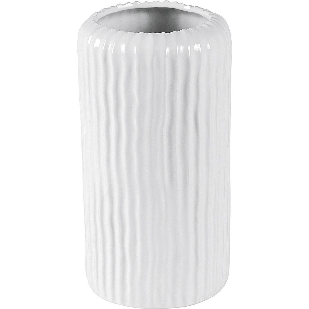 4x Ideepo, Vase, Vase Rillen glasiert H30cm weiss (4 x)
