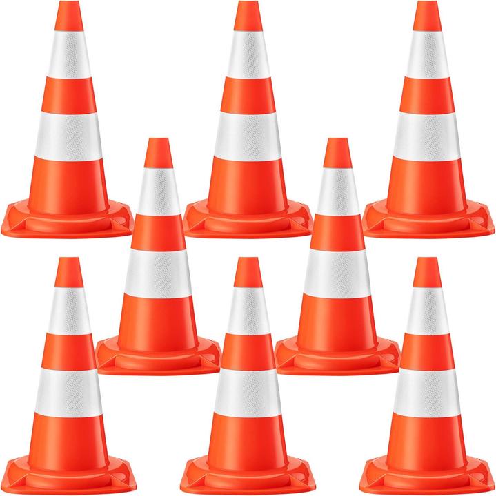 Wiltec Verkehrskegel 50cm 8St. Leitkegel Strassen Pylon Warnhütchen Warnkegel PVC