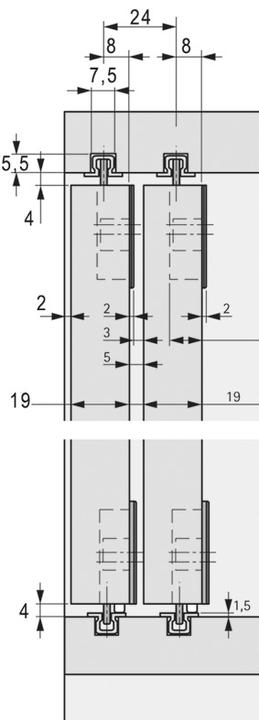 Immagine prodotto Hettich Ferramenta per porte scorrevoli Slide Line 55 Plus, Inslide/Forslide