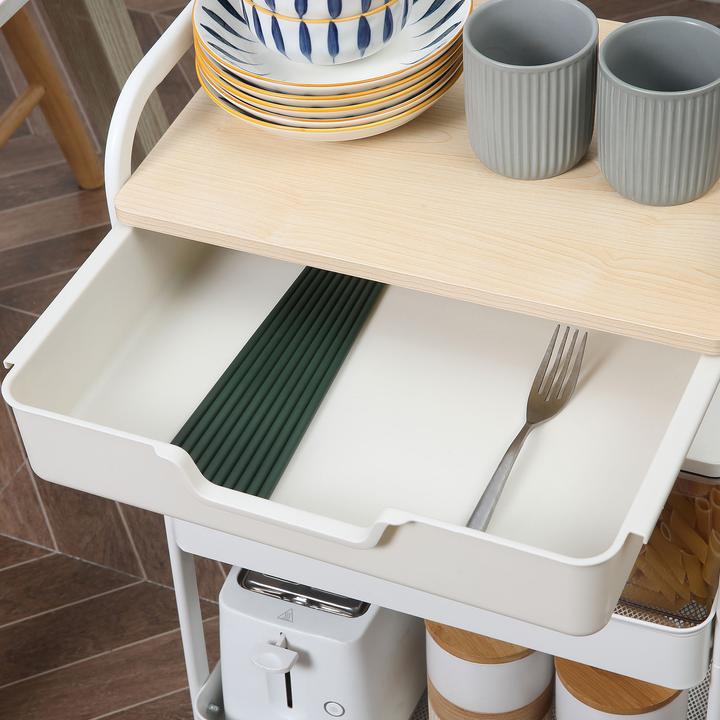 Actual product image Homcom Rollwagen Stahl, Kunststoff Weiss