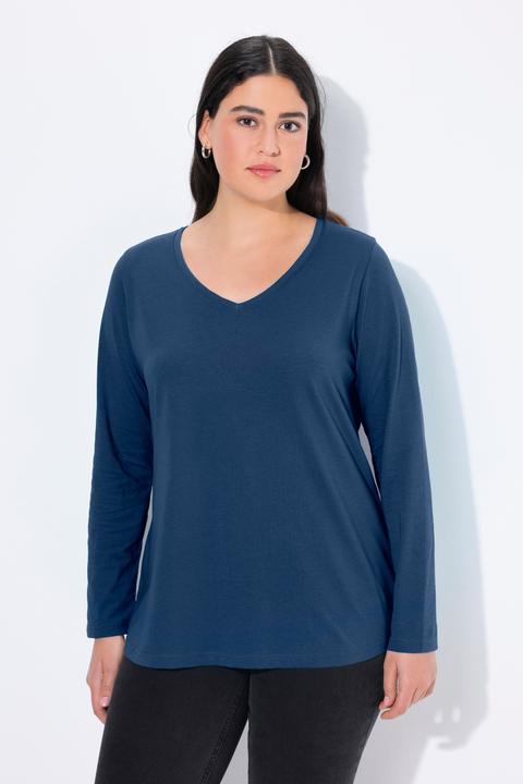 Produktbild Ulla Popken Shirt, Slim, V-Ausschnitt, Langarm (46, 48)