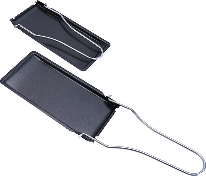 Casativo 2er-Set Grillpfännchen mit klappbarem Griff und Holzspatel, Raclette