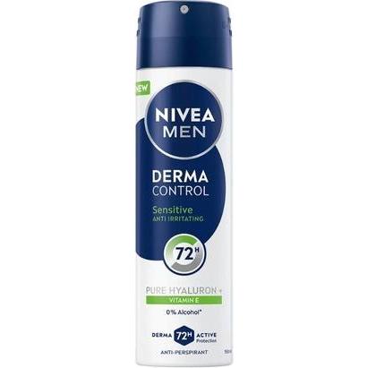 NIVEA, Deodorante, Men Derma Control Sensitive Antiperspirant Spray 150ml (Getto vaporizzato, 150 ml)