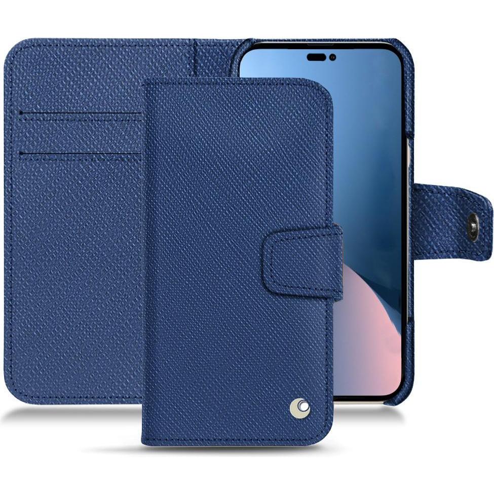Noreve Lederschutzhülle Wallet (Apple iPhone 14 Plus), Smartphone Hülle, Blau