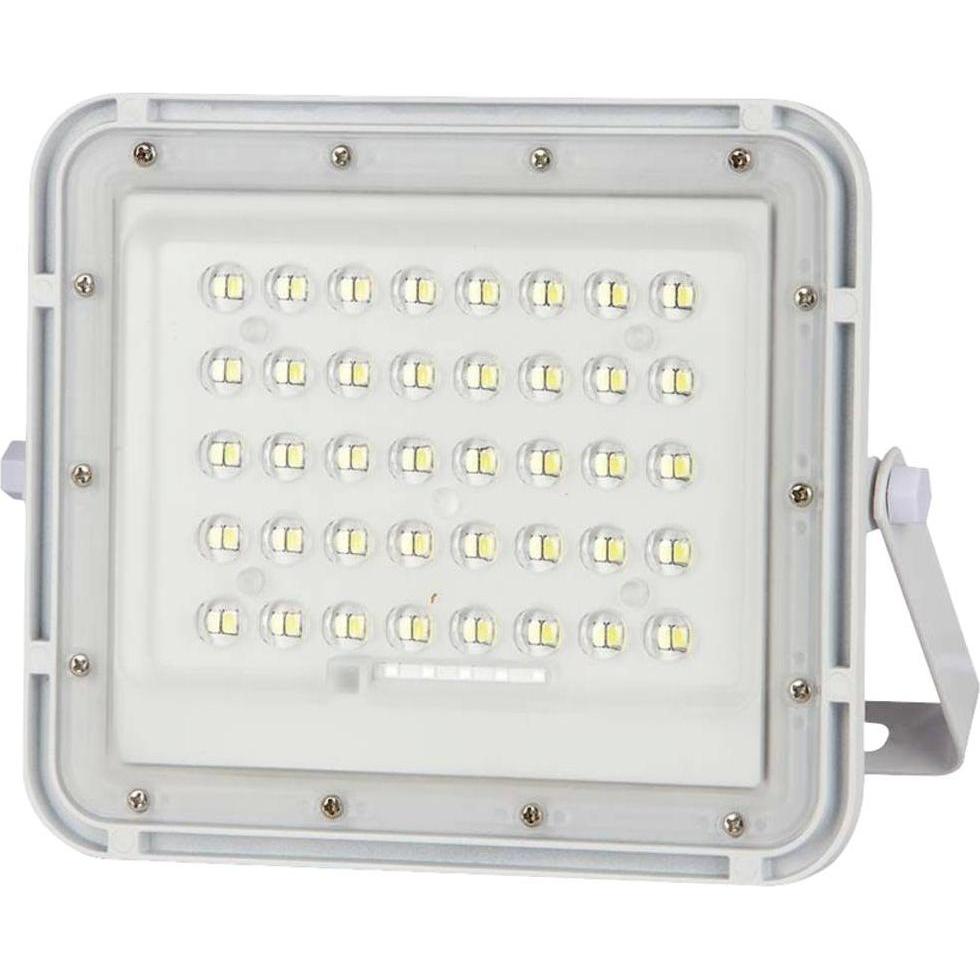 V-TAC, Fassadenbeleuchtung, VT-80W 7841 LED-Flutlichtstrahler, Solarmodul 10 W Kaltweiss Weiss (800 lm, IP65)