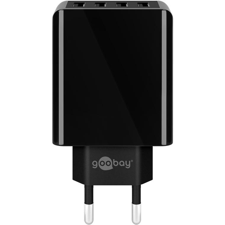 Thumbnail - Goobay 4-fach USB-Ladegerät, mehrfach USB-Ladegerät, 30W, lädt bis zu 4 Geräte gleichzeitig, schwarz (30 W), USB Ladeger...