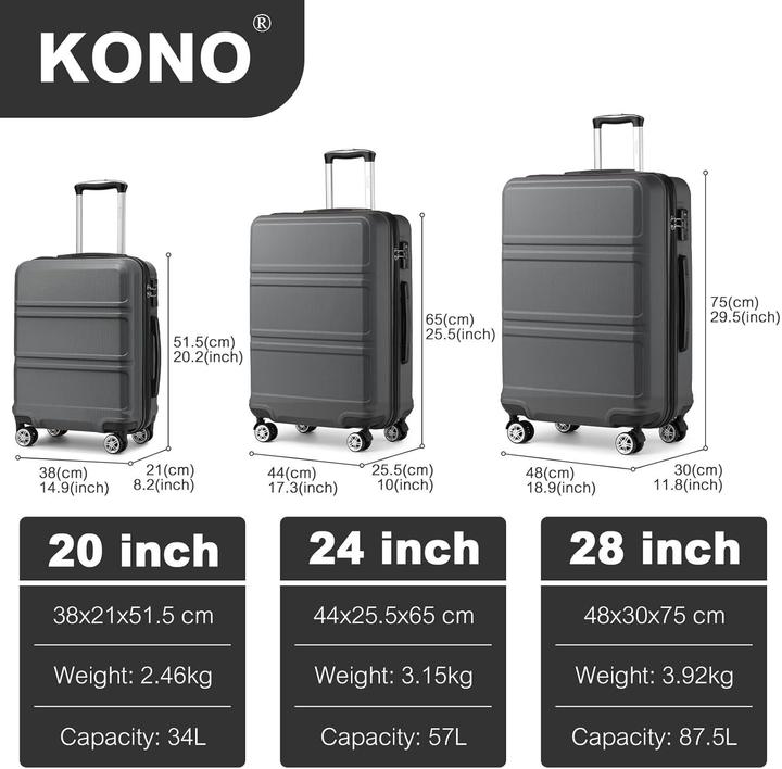 Produktbild Kono Handgepäckkoffer mit TSA-Schloss (34 l)
