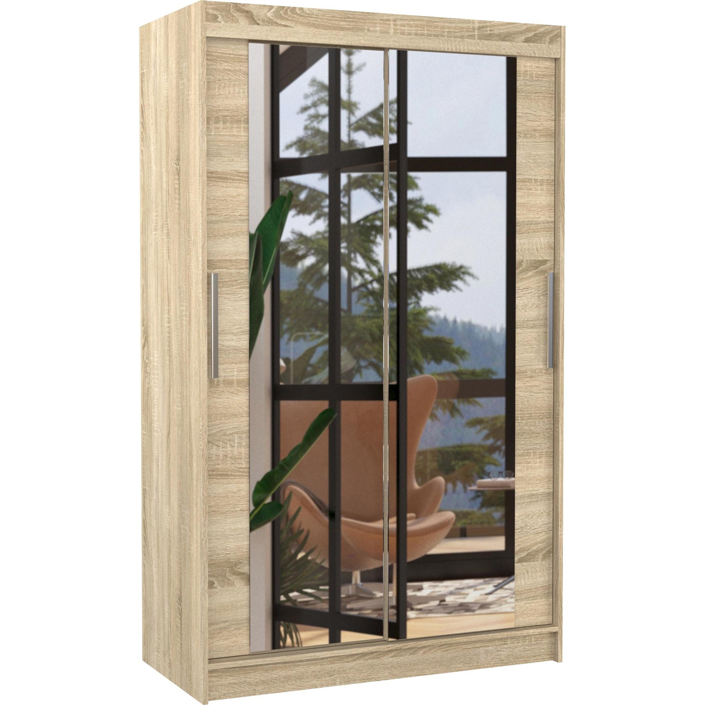 ADRK Furniture, Kleiderschrank, Verspiegelter Schiebeschrank TIBAGO 120 (120 x 58 x 200 cm)