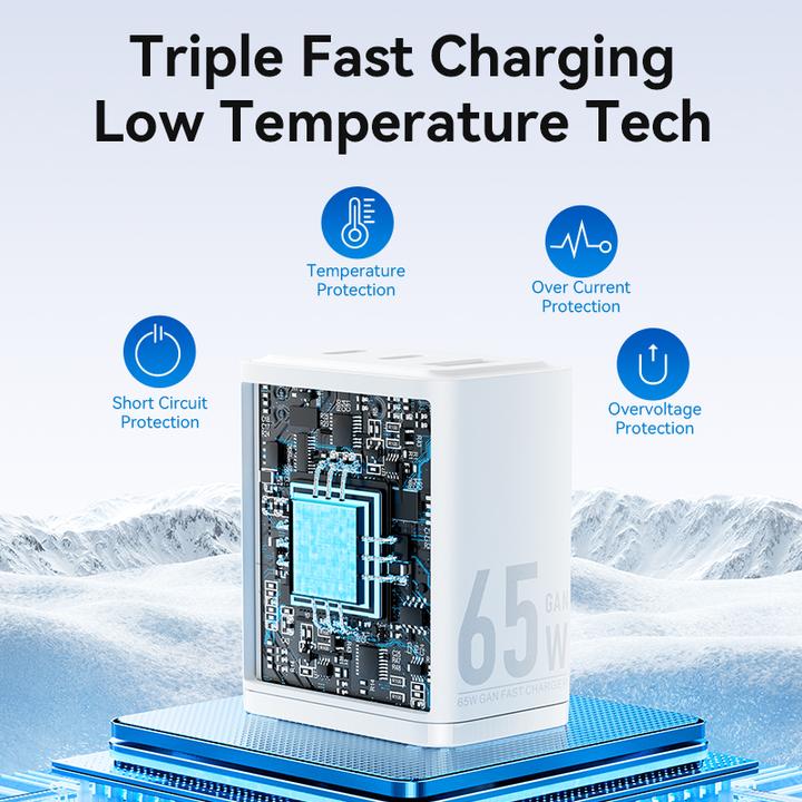 Image du produit Vention Wall charger,, FERW0-UE, 2xUSB-C, USB- A, 65W/65W/30W, GaN (white) (65 W)
