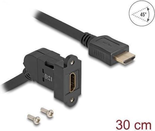 Image du produit Delock HDMI encastrable femelle à 45° vers HDMI mâle avec 3 (0.30 m)