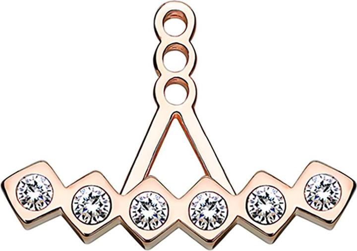 Actual product image Star Piercing Earring Ear Jacket rose gold with six squares and crystal (Brass)