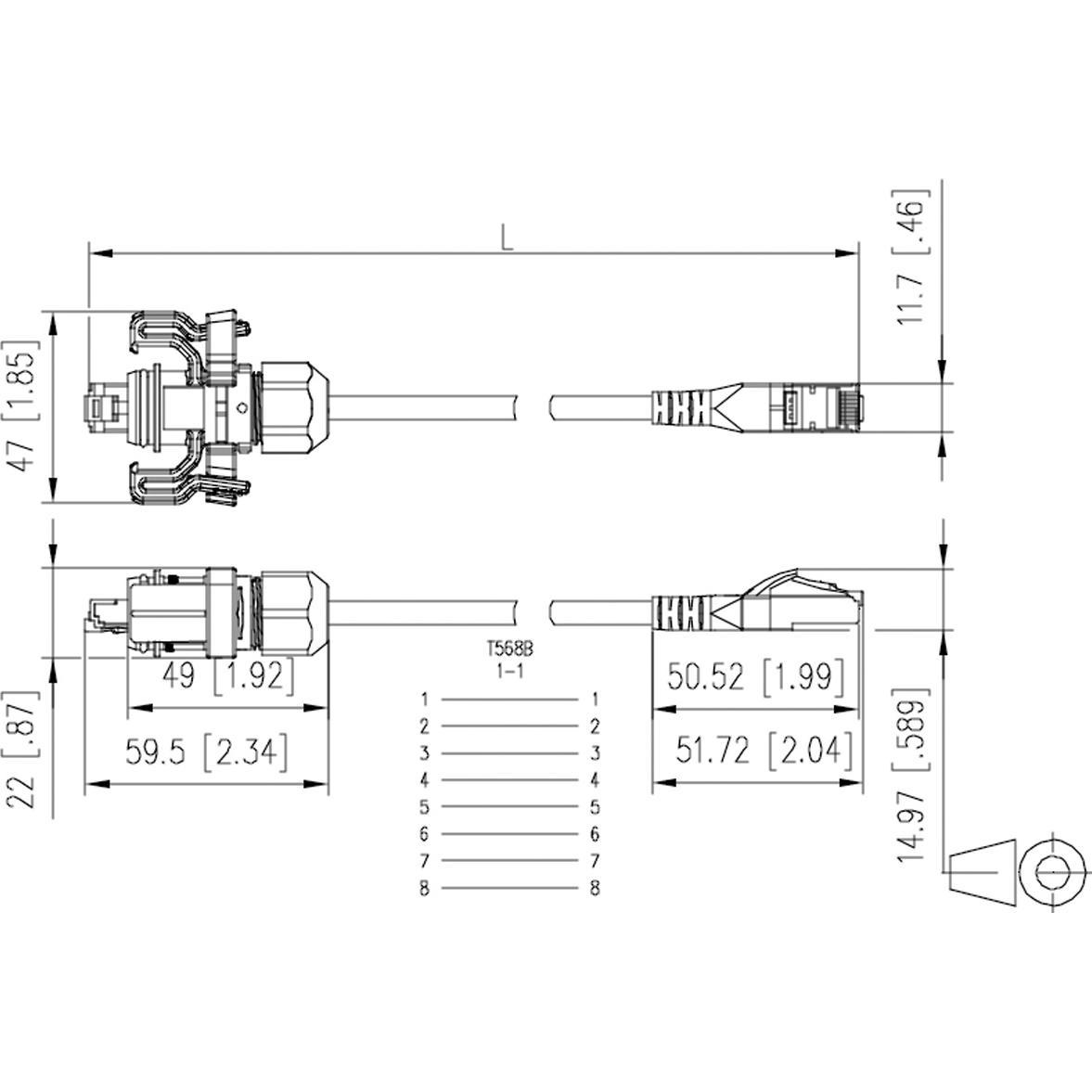 Thumbnail - Metz Connect E-DAT Industry Patchkabel V6 IP67 - RJ45 10,0m (S/FTP, CAT6, 10 m), Netzwerkkabel