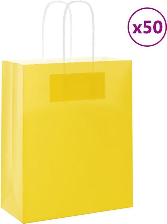 Produktbild VidaXL Kraftpapiertüten 50 Stk. mit Henkel Gelb 18x8x22 cm Papiertüte (Geschenktüte, 50 x)