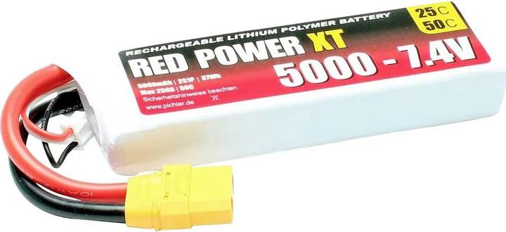 Immagine prodotto Red Power Modellbau-Akkupack LiPo 7.4 V 5 Ah 25 C Softcase XT90 (7.40 V, 5000 mAh)