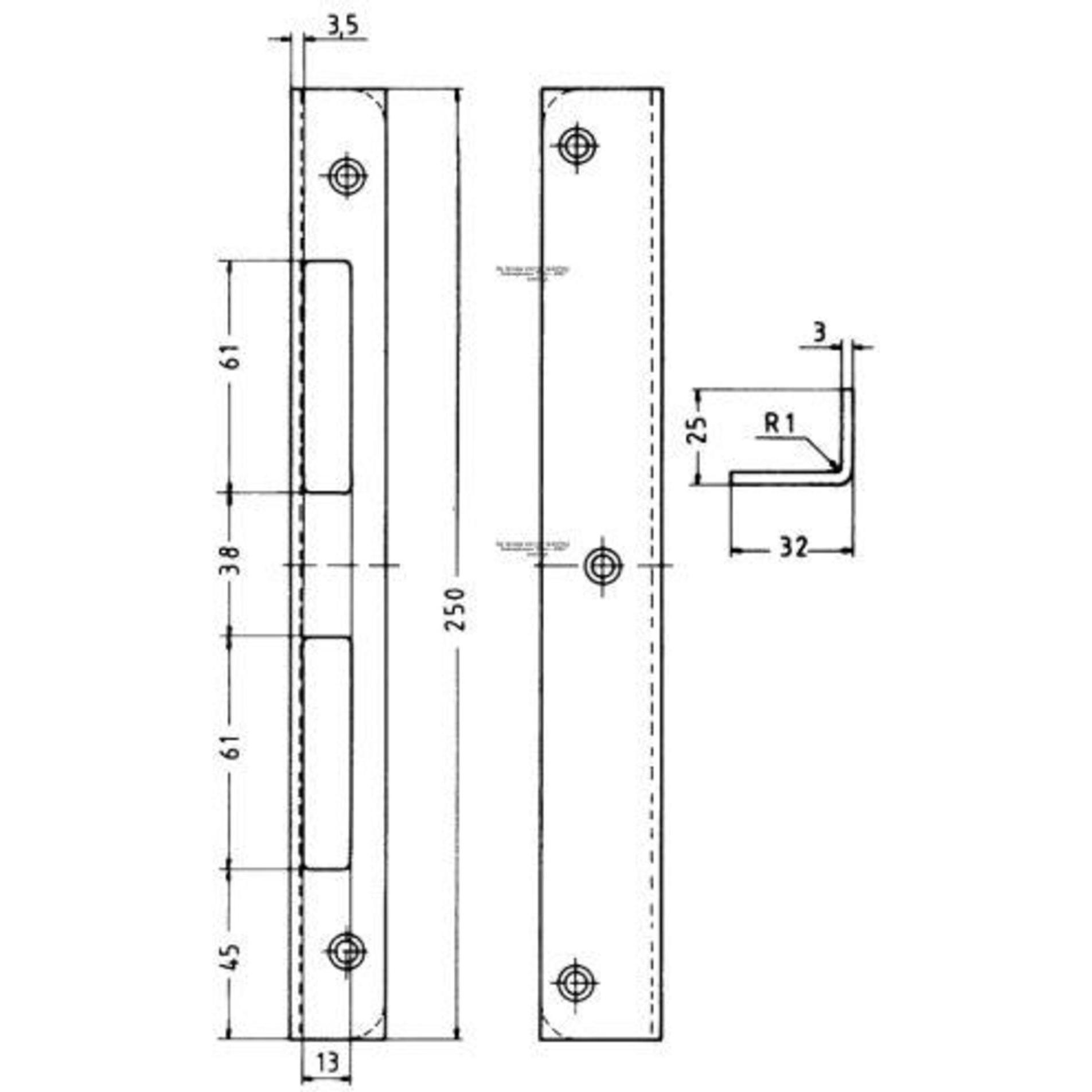 Magni, Maniglia + Guarnizione porte, KFV Piastra di bloccaggio n. 15 250 ktg zincata (Maniglia della porta)