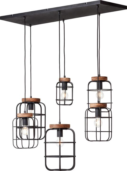 Produktbild Brilliant Gwen Pendelleuchte 6flg schwarz stahl/holz (E27)