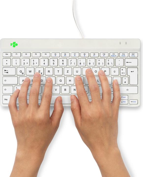 Produktbild R-Go Tools R-Go Compact Break ergonomische Tastatur QWERTZ (DE), verkabelt, weiss (DE, Kabelgebunden)