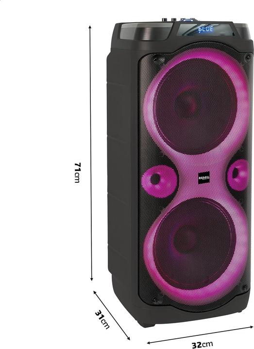 Actual product image Ibiza Enceinte karaoké Bluetooth avec micros sans fil, effets LED et fonction enregistrement (Active)