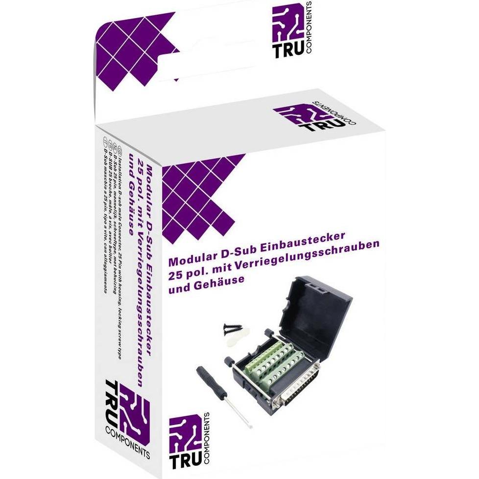 Thumbnail - Tru Components D-SUB Stiftleisten-Set Polzahl 25 Schrauben 1 St., Elektronikkabel + Stecker, Schwarz