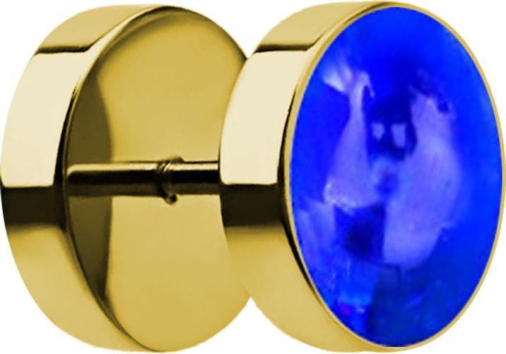 Produktbild Star Piercing Fake Plug vergoldet Epoxid blau (Chirurgenstahl 316L, ohne Messing)
