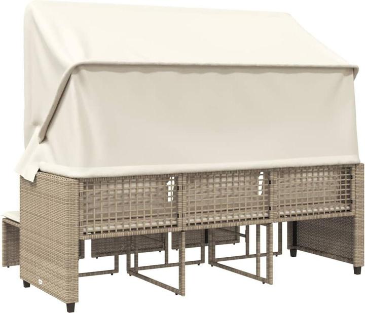 Produktbild vidaXL Outdoor-Sofa 3-Sitzer mit Dach und Hockern