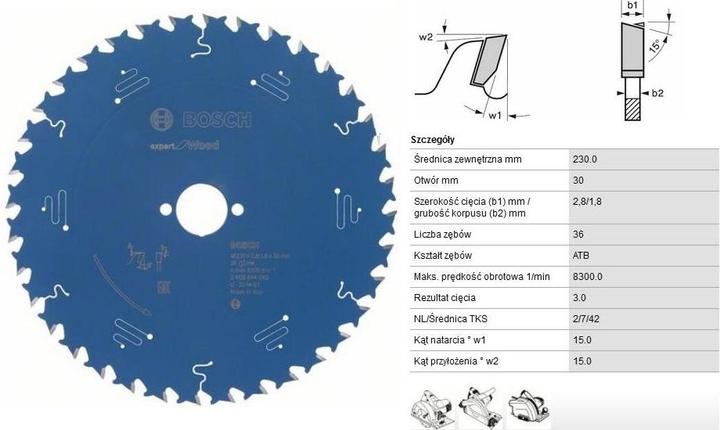 Produktbild Bosch Professional Zubehör Kreissägeblatt Expert for Wood, 230 x 30 x 2,8 mm, 36