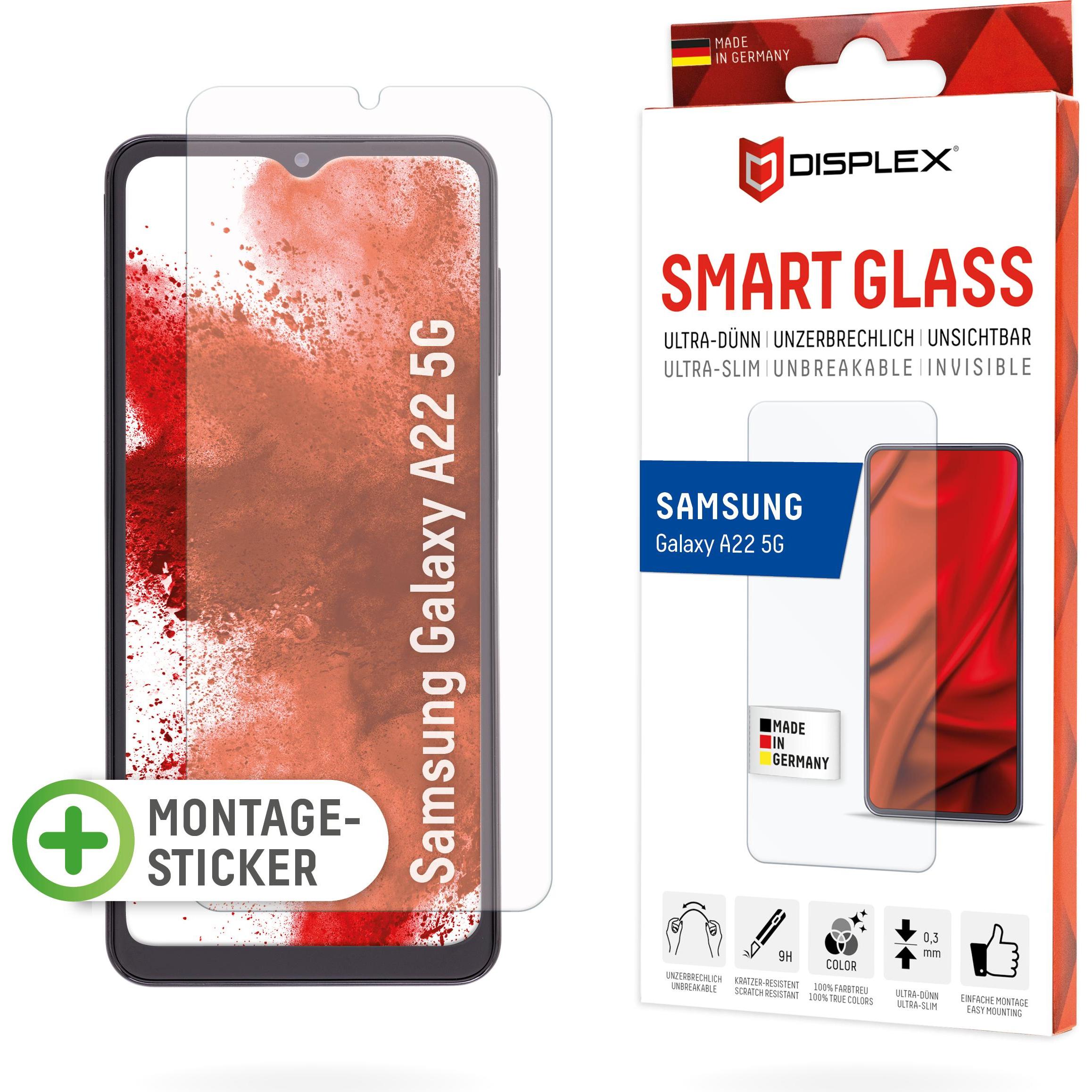 Displex Smart Glass, Displayschutzfolie (1 Stück, Samsung Galaxy A22 5G), Smartphone Schutzfolie, Transparent