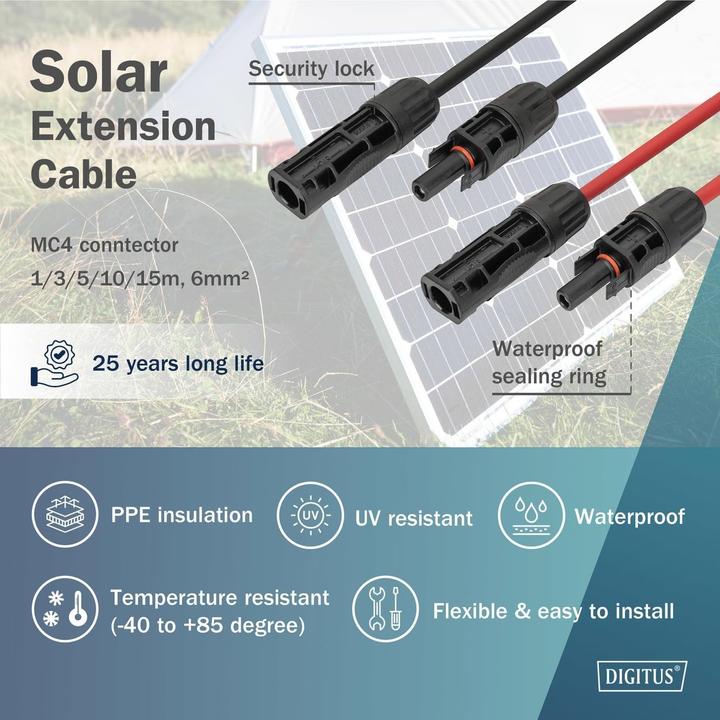 Immagine prodotto Digitus Solar Extension cable, 6 sqmm, MC4 connector (Cavo solare)