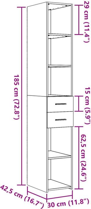 Image du produit vidaXL Highboard (30 x 42.50 x 185 cm)