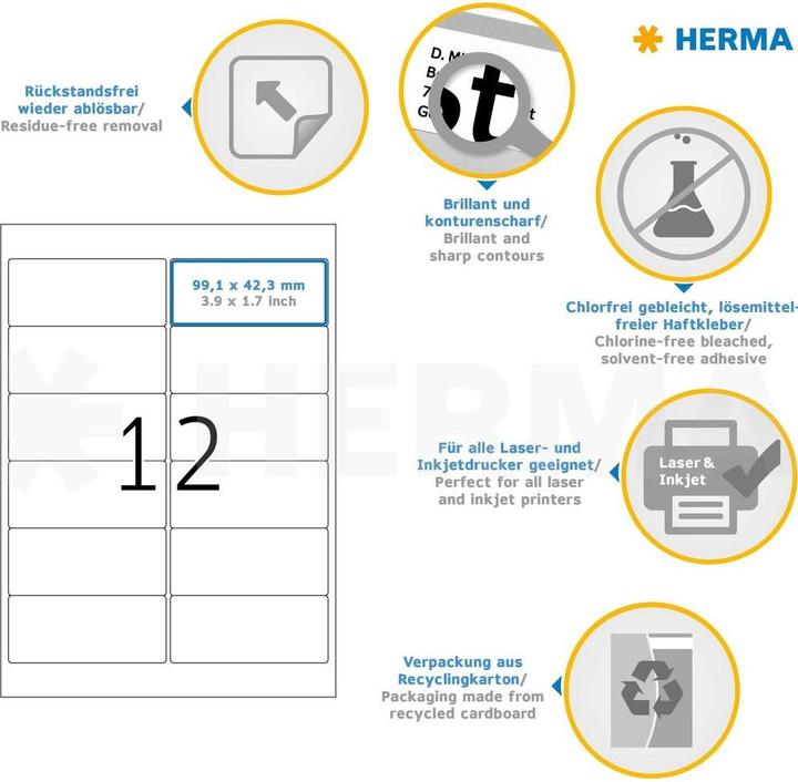 Produktbild HERMA Ablösbare Etiketten A4
