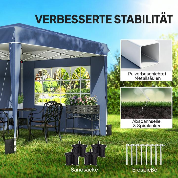 Actual product image Outsunny Faltpavillon Metall, Oxfordstoff Dunkelblau (300 cm, 300 cm)