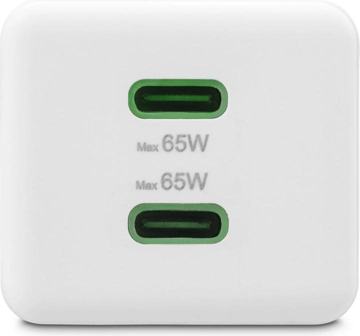 Produktbild Hama Schnellladegerät, GaN, 2x USB-C, PD/Qualcomm®, Mini-Ladegerät, 65 W, Weiss (65 W, 2 Ports)