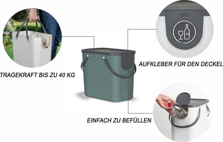 Image du produit Rotho Recycling Müllsystem 25 l ALBULA - Mistelgrün (25 l)