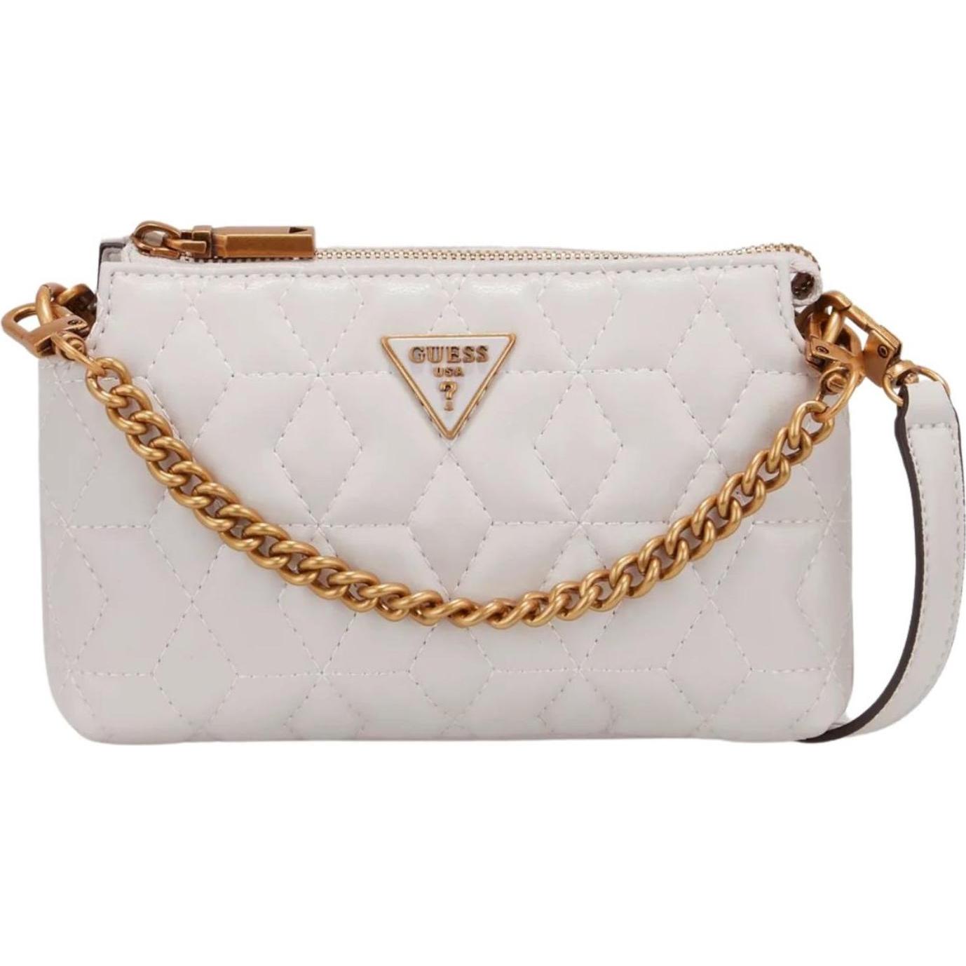 Guess Donna Beige Donne, Borsetta, Elenia, Mini, Textile Crossbody Bag, Stone, Qb867772, For Women,
