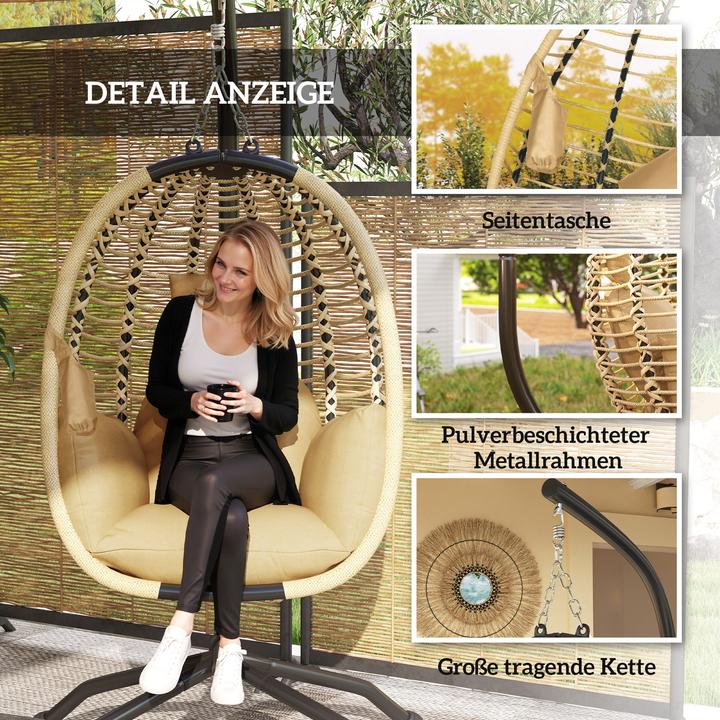 Produktbild Outsunny Hängesessel Stahl, Polyester Grau