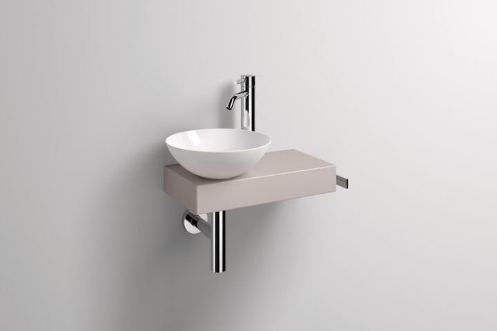 Alape Piccolo Novo Waschplatz Set, B/H/T 555/597/320, Schalenbecken weiss, links, mit Armatur, Konso (320 mm, 555 mm)