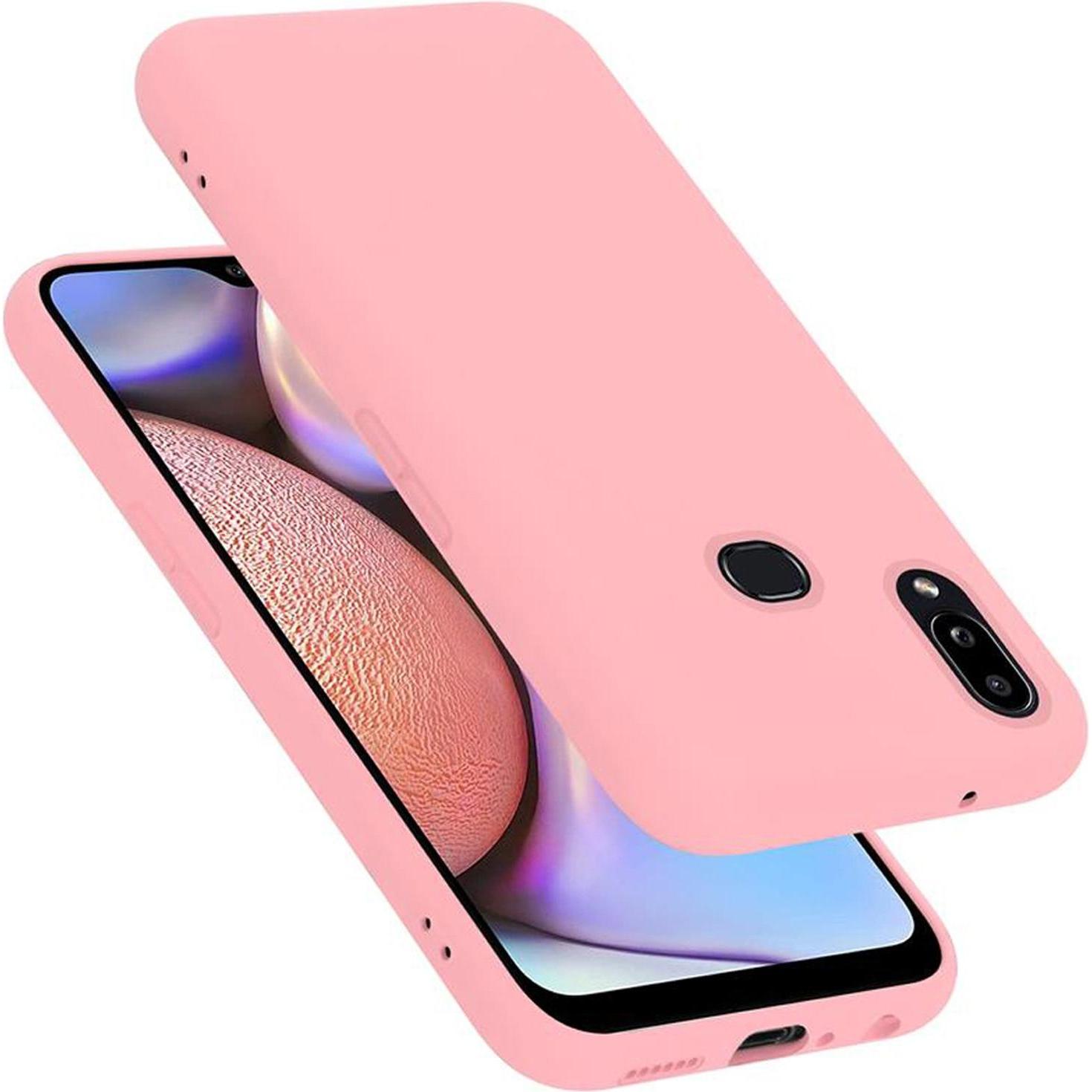 Cadorabo TPU Liquid Silicone Case Cover (Samsung Galaxy A10s), Smartphone Hülle, Rosa