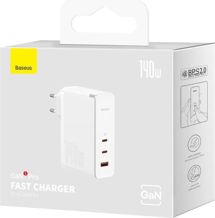 Immagine prodotto Baseus Caricabatterie rapido GaN5 Pro 2C+U 140W EU Bianco (140 W)