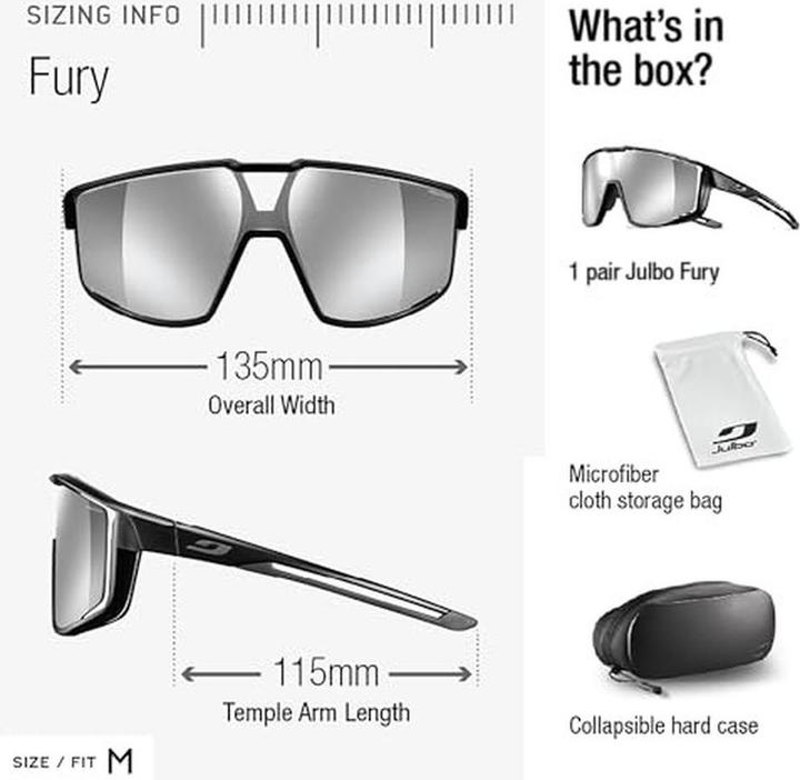 Image du produit Julbo Fury Schwarz Durchscheinend Glänzend Grün Matt REACTIV 03 (Green, Noir, noir par. gl., tapis vert, Noir)