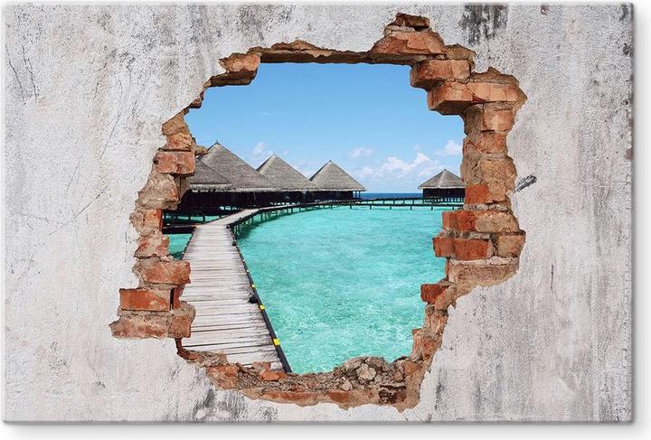 Produktbild Trenddeko 3D Optik - Strandhaus Malediven (40 x 60 cm)