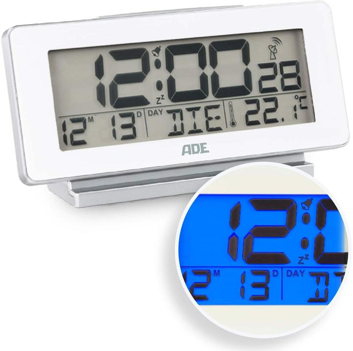 Actual product image ADE Digital alarm clock white, Functions: Snooze function