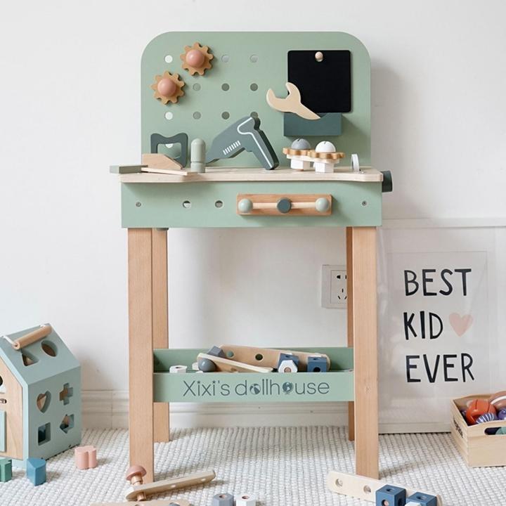 Produktbild Hermex 111-tlg. Werkbank-Set aus Holz für Kinder Spielwerkbank Werkzeugbank