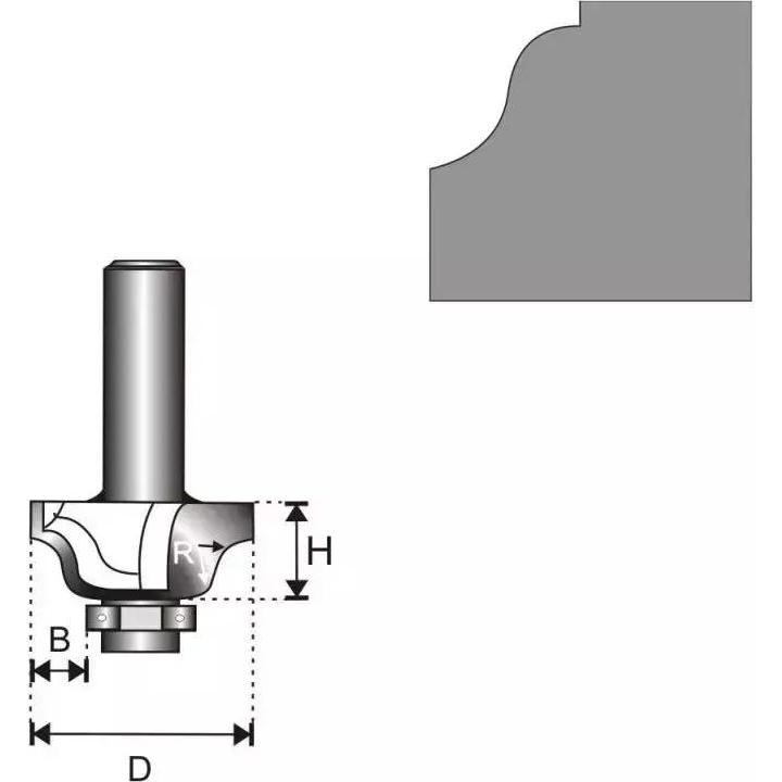 Thumbnail - Dedra, Fräser, Römischer S-förmiger Holzschneider mit Lager 25,7 x 9,7 x 6,35 mm – 07F191A