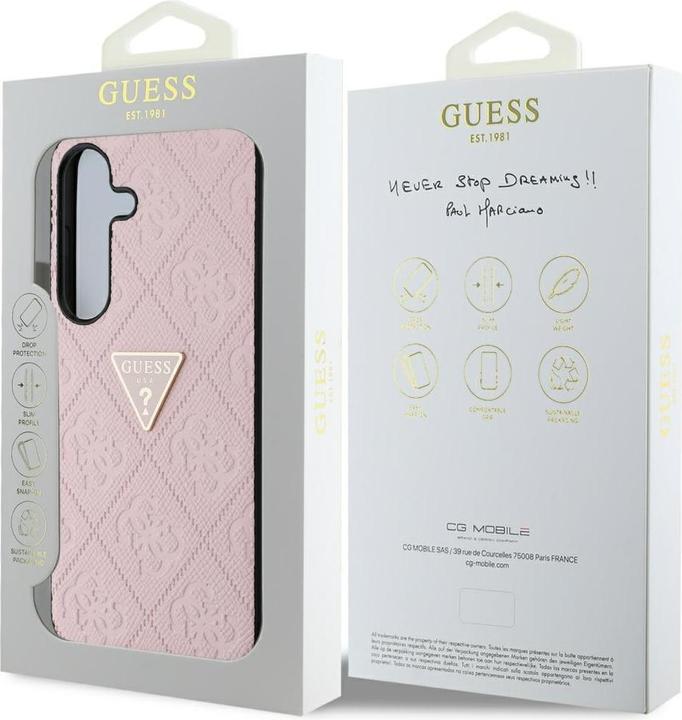 Produktbild Guess Hot Stamp 4G Pattern Triangle Metal Logo Case for Samsung Galaxy S25 - Pink (Samsung Galaxy S25)