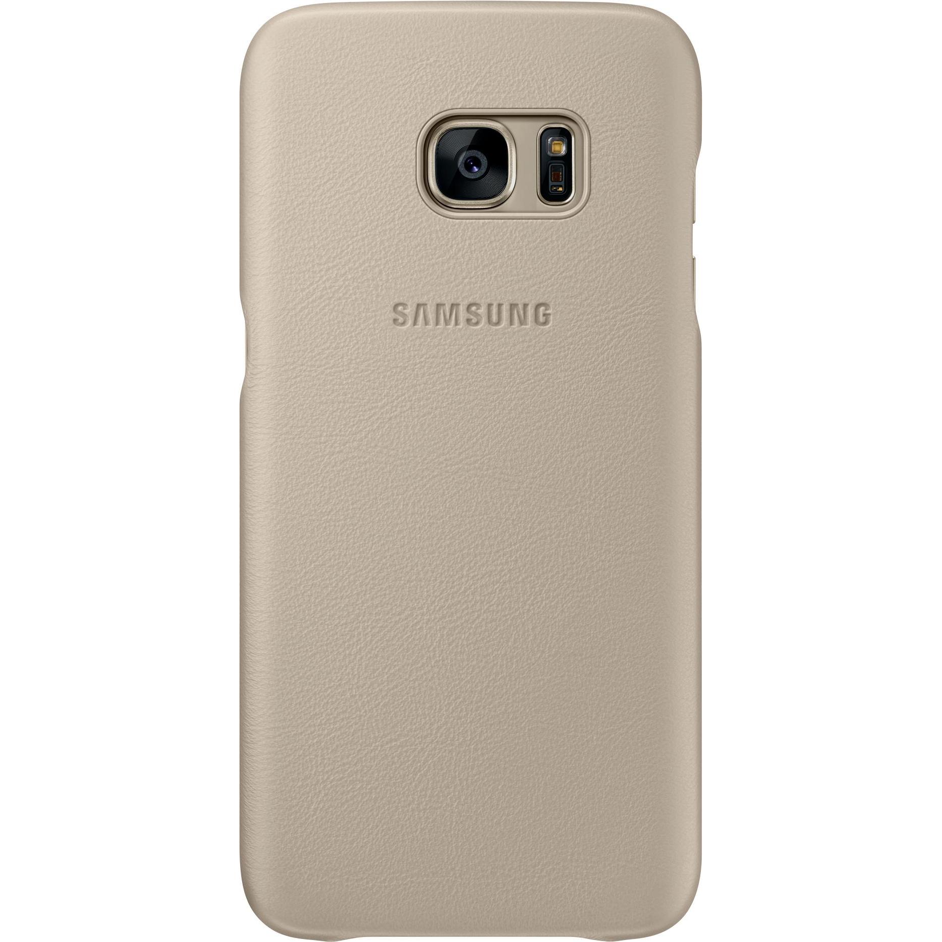 Samsung Leder Cover (Samsung Galaxy S7 Edge), Smartphone Hülle, Schwarz, Beige