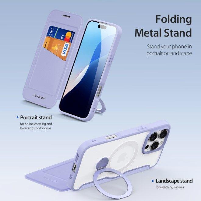 Actual product image Dux Ducis Skin X Pro 360° Ring Stand Series leather case (Apple iPhone 16 Pro)