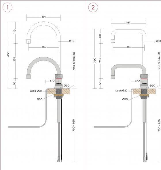 Produktbild Quooker - Wasserhahn Classic Nordic Square single tap COMBI verchromt glänzend