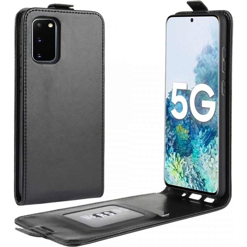Screenguard Samsung Galaxy S20 FE Leder Hülle aufklappbar nach unten (Samsung Galaxy S20 FE), Smartphone Hülle, Schwarz